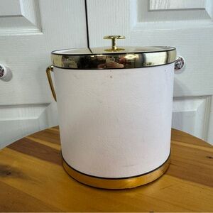Kraftware elegance vintage ice bucket gold trim white